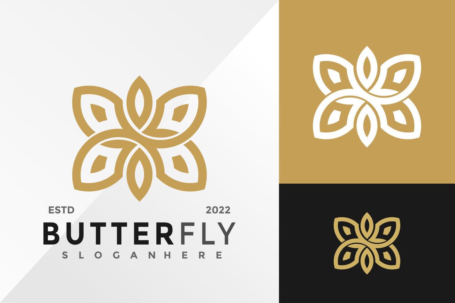 Luxury Butterfly Ornament Logo Design Vector illustration template