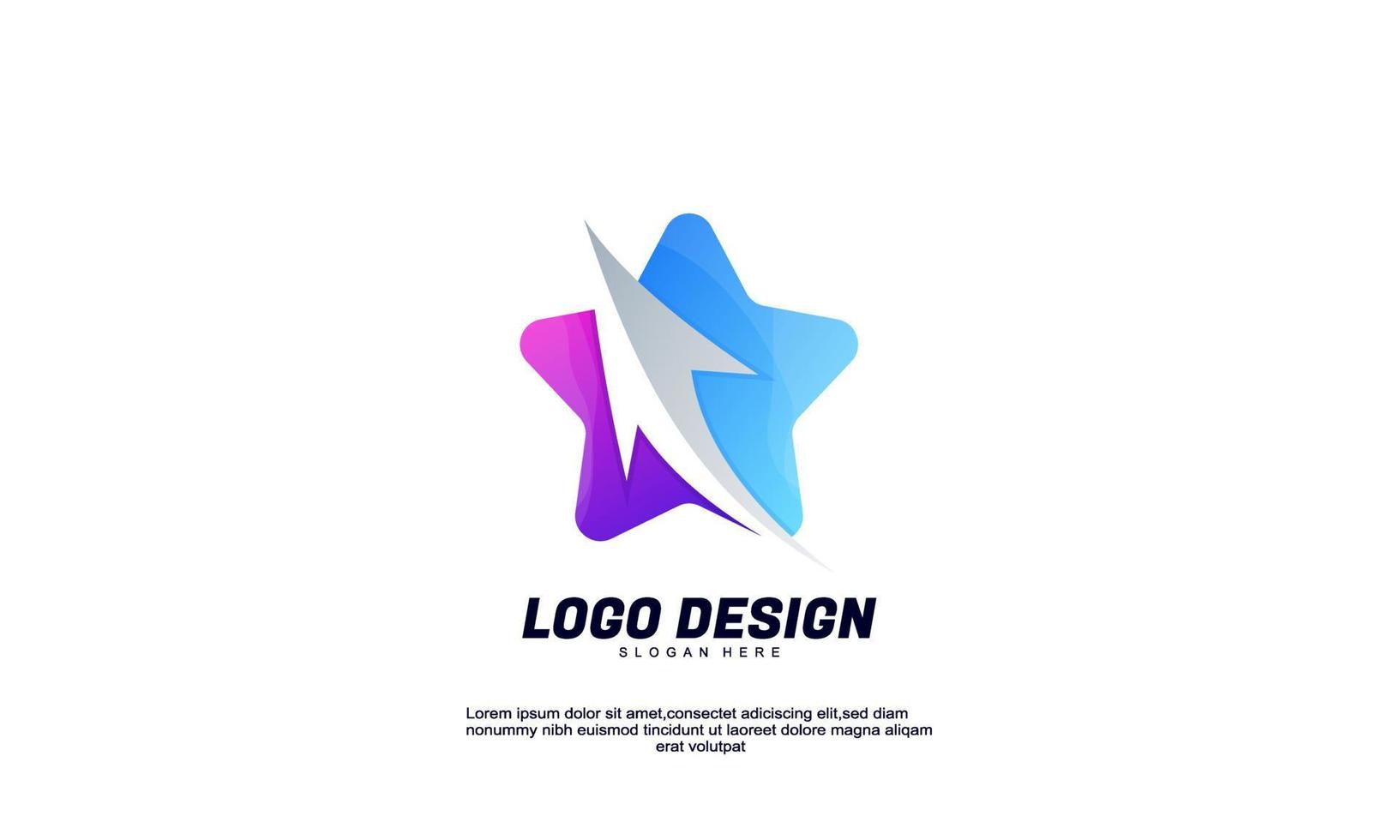 estrella y flecha de logotipo de idea creativa abstracta de vector de stock para empresa de marca y plantilla de diseño de color degradado de negocio