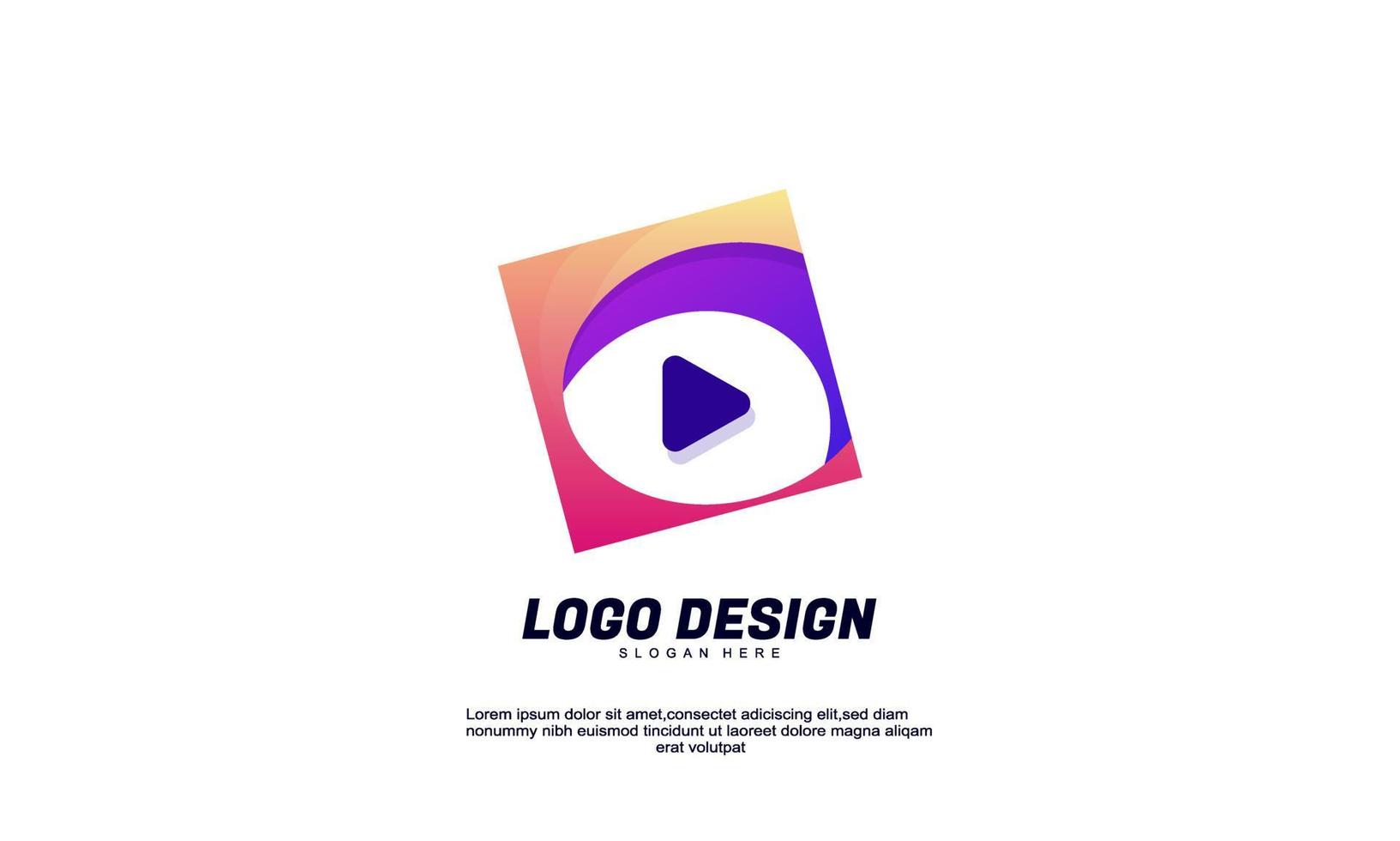 stock abstract creative idea logo rectangle play media for company and business gradient color design template vector