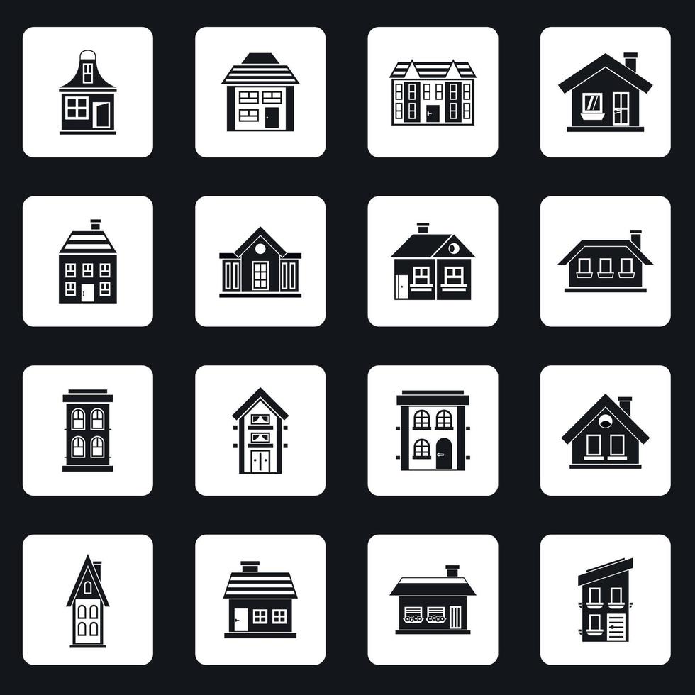 House icons set, simple style vector