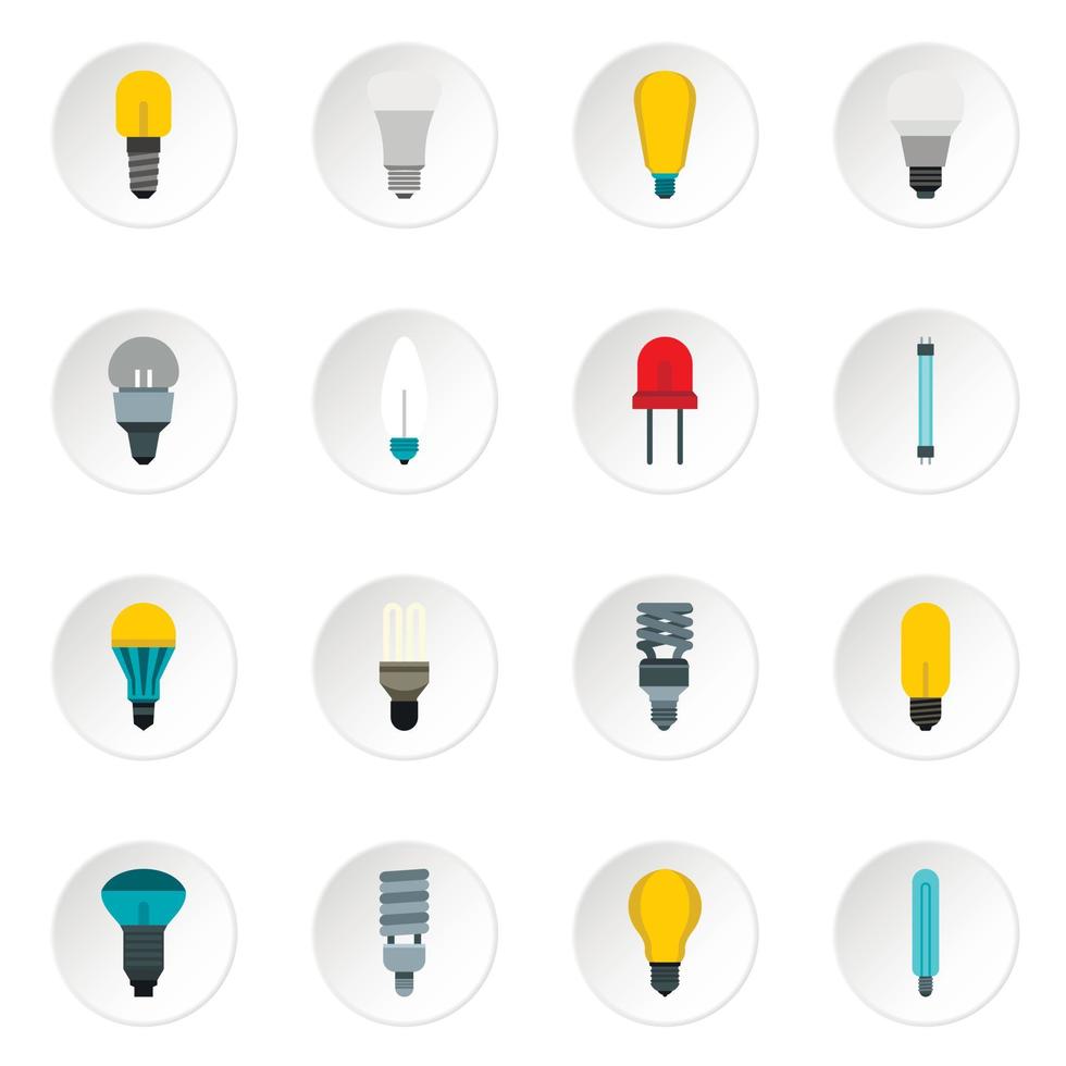 Light bulb icons set, flat style vector
