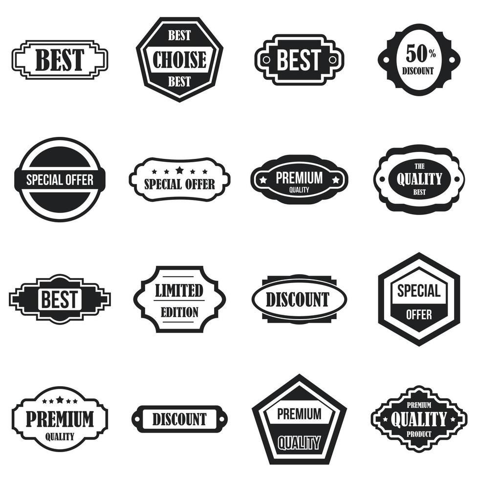 conjunto de iconos de etiquetas doradas, estilo simple vector