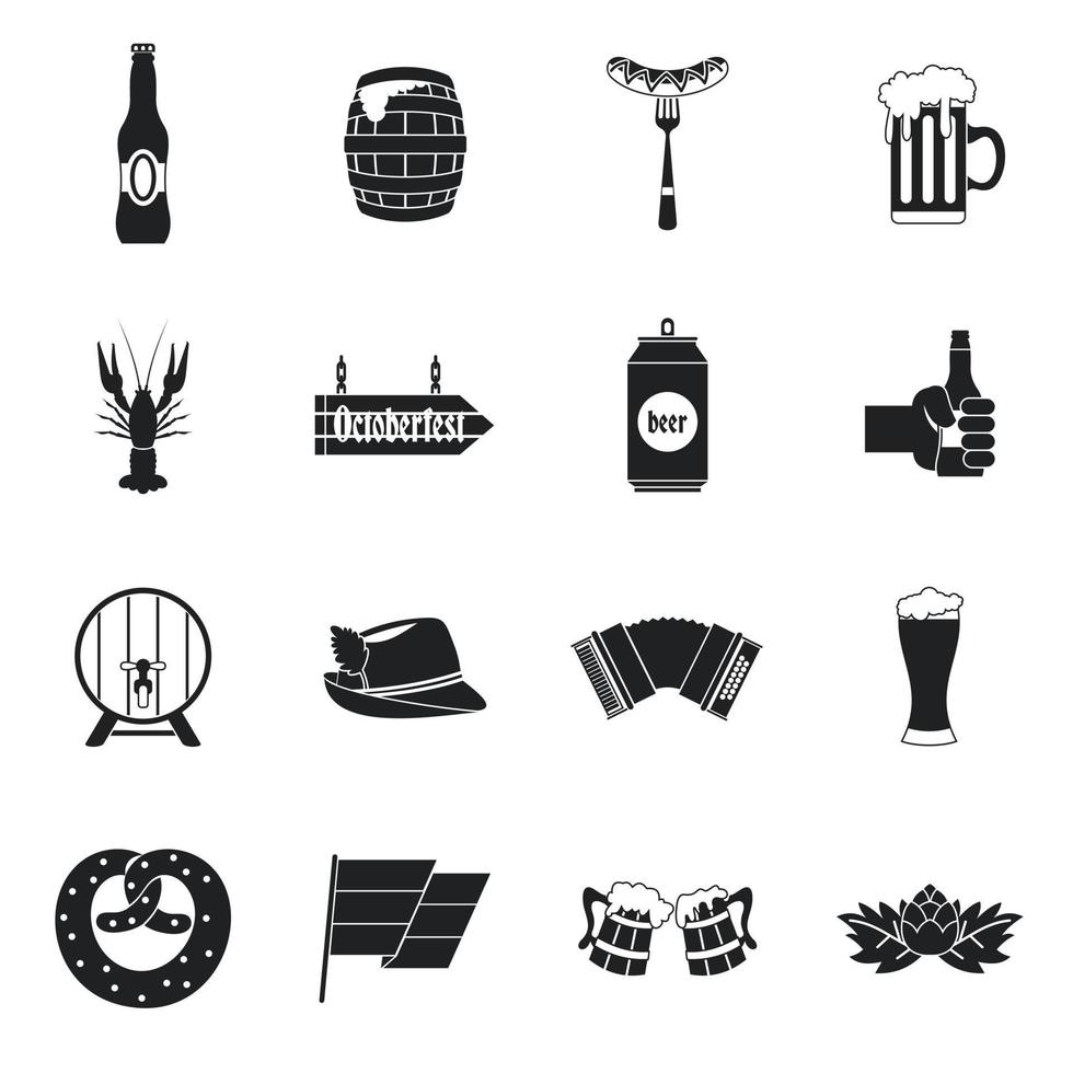 Oktoberfest icons set, simple style vector