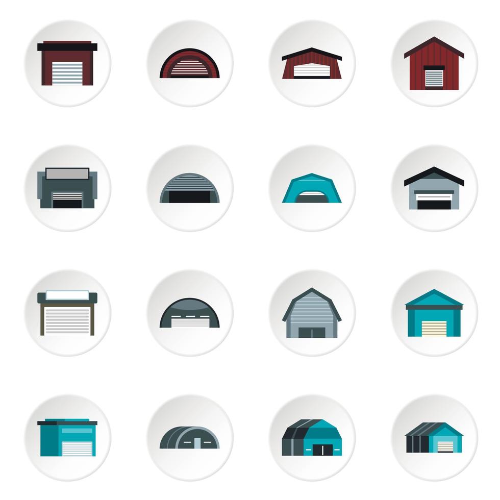 Warehouse icons set, flat style vector