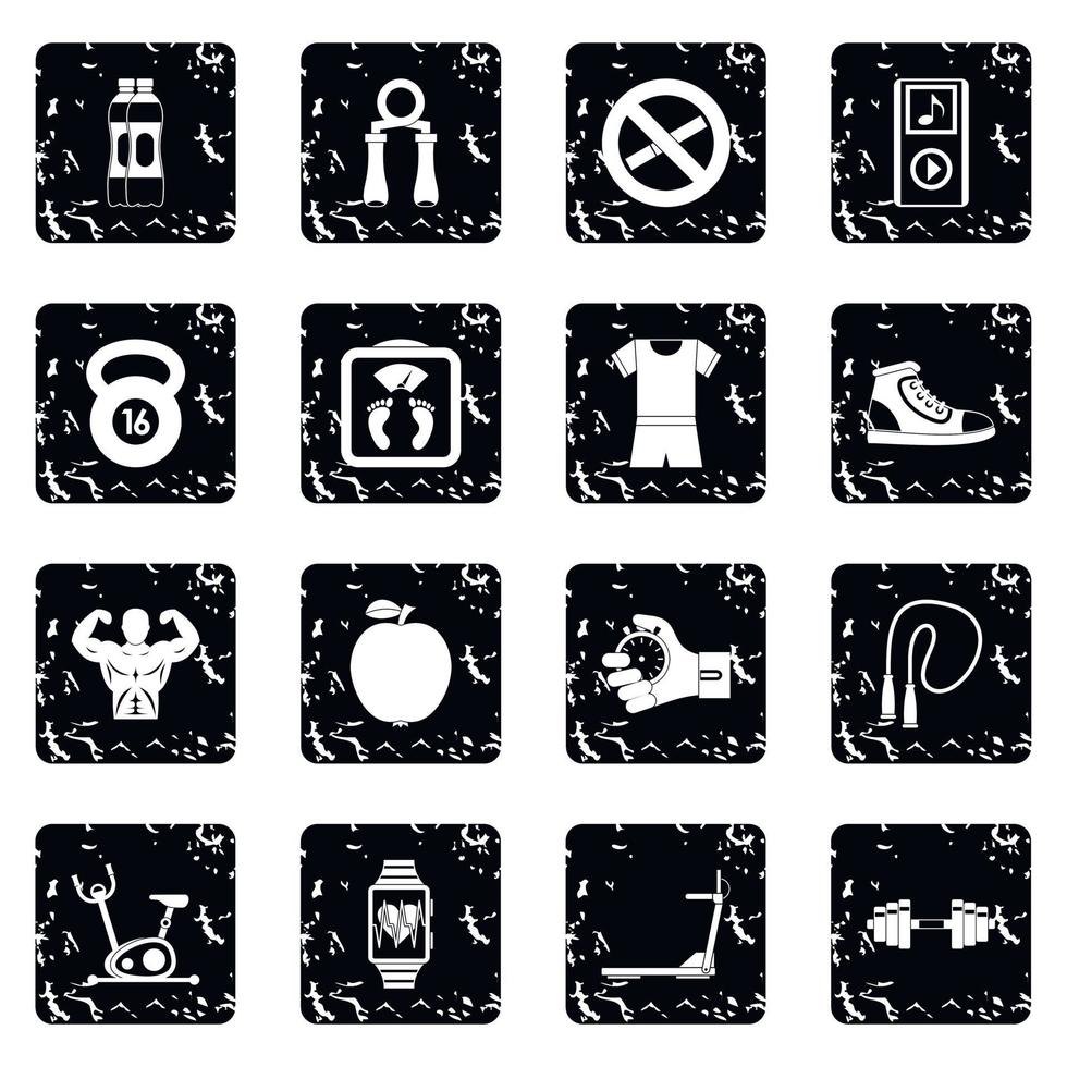 Sport icons set, grunge style vector