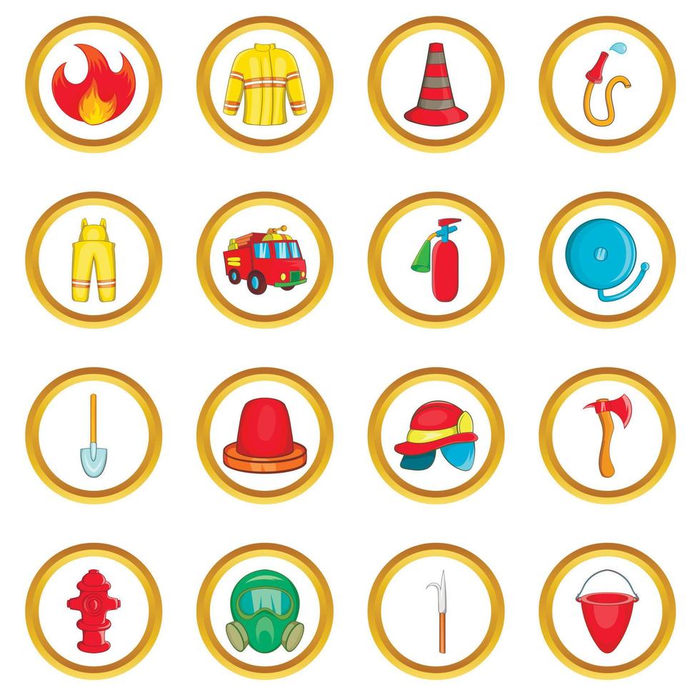 Fireman vector set, cartoon style