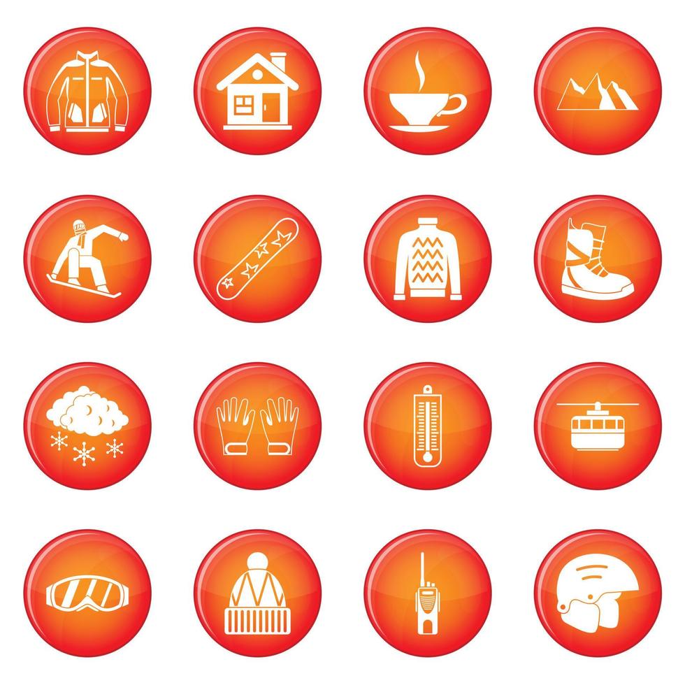 Snowboarding icons vector set