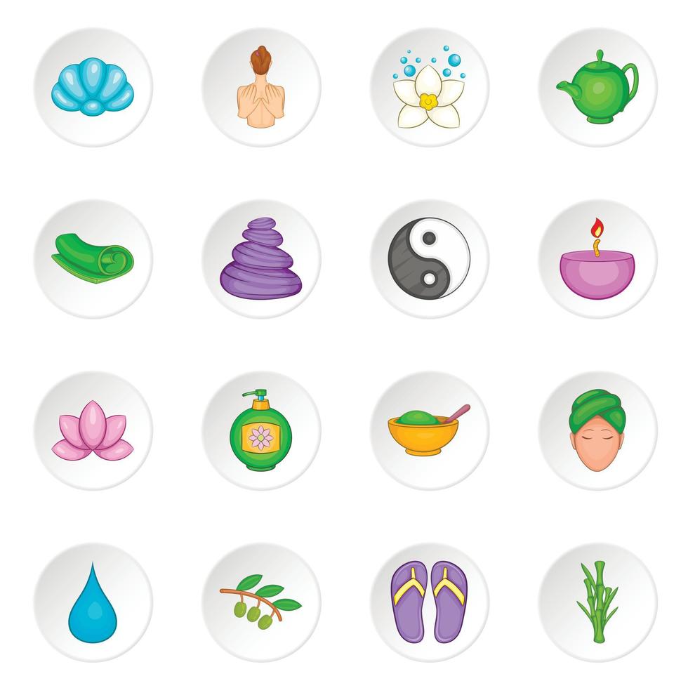 conjunto de iconos de spa, estilo de dibujos animados vector