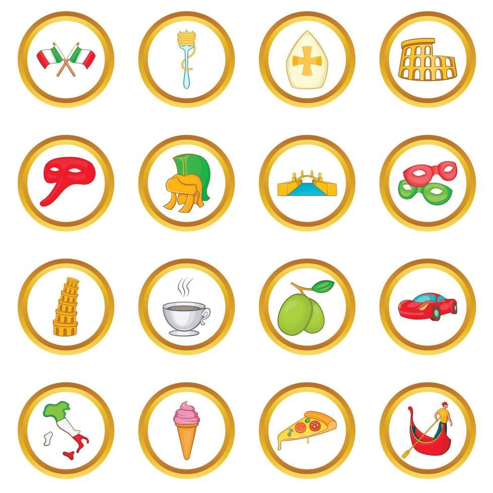 Italy vector set, cartoon style