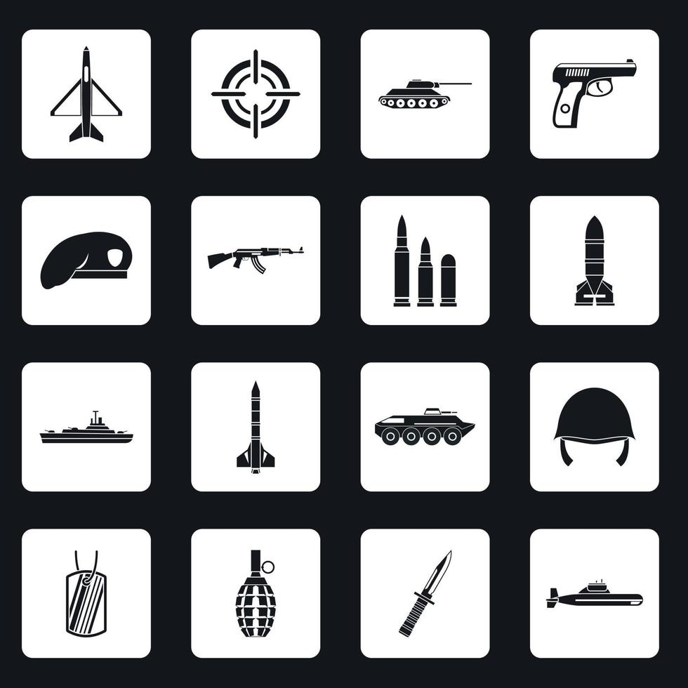 conjunto de iconos de guerra, estilo simple vector