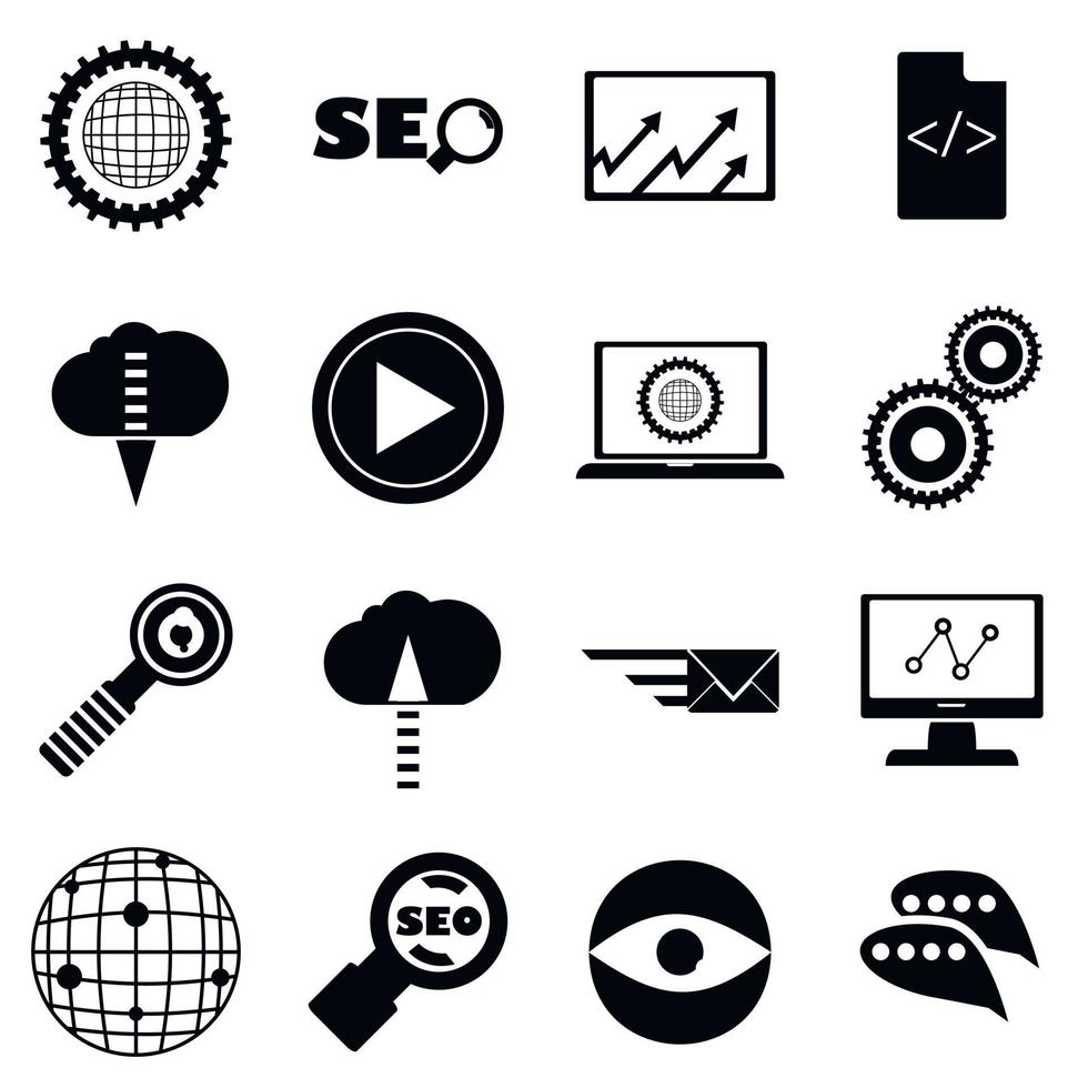 conjunto de iconos de seo, estilo simple vector