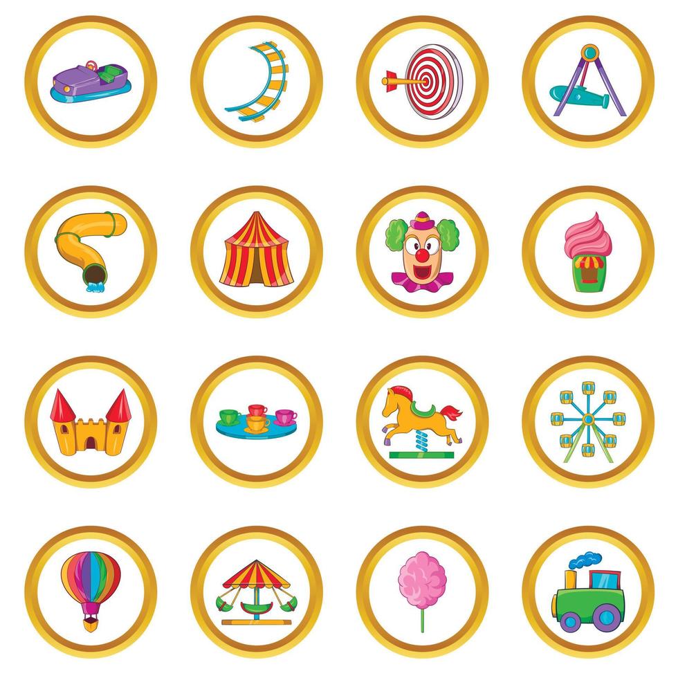 Amusement Park vector set, cartoon style