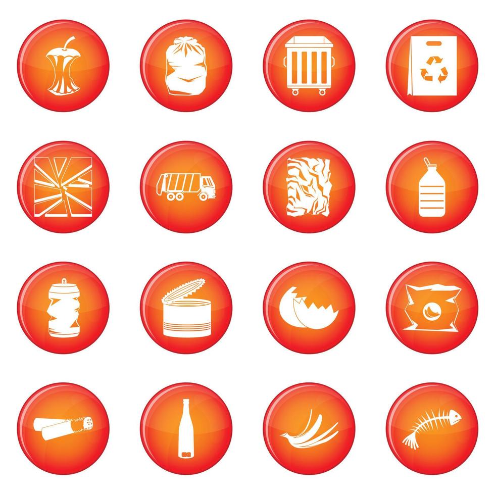 Waste and garbage icons vector set