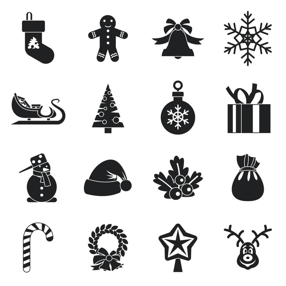 conjunto de iconos de navidad, estilo simple vector