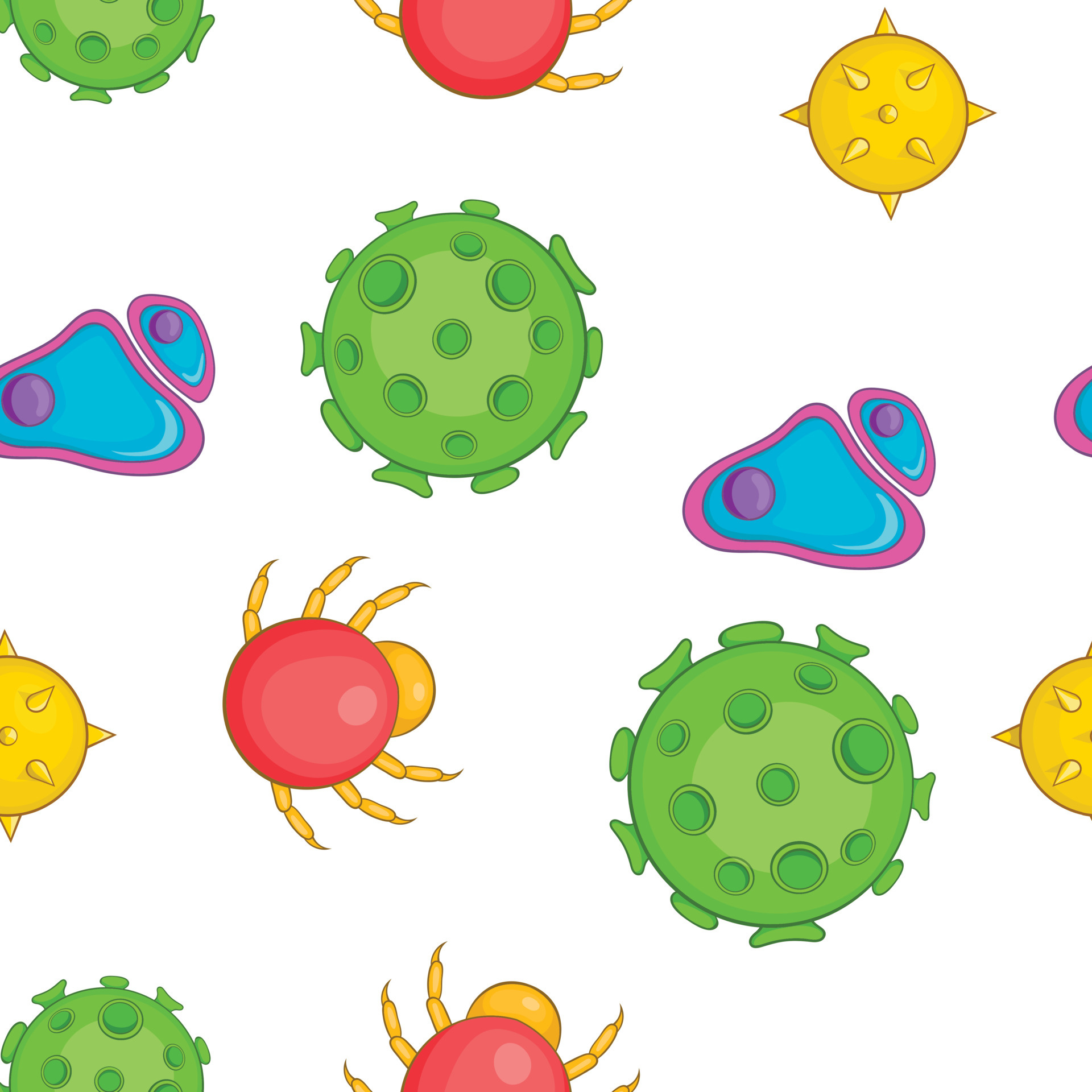 patrón de virus o bacterias, estilo de dibujos animados 5318460 Vector en  Vecteezy