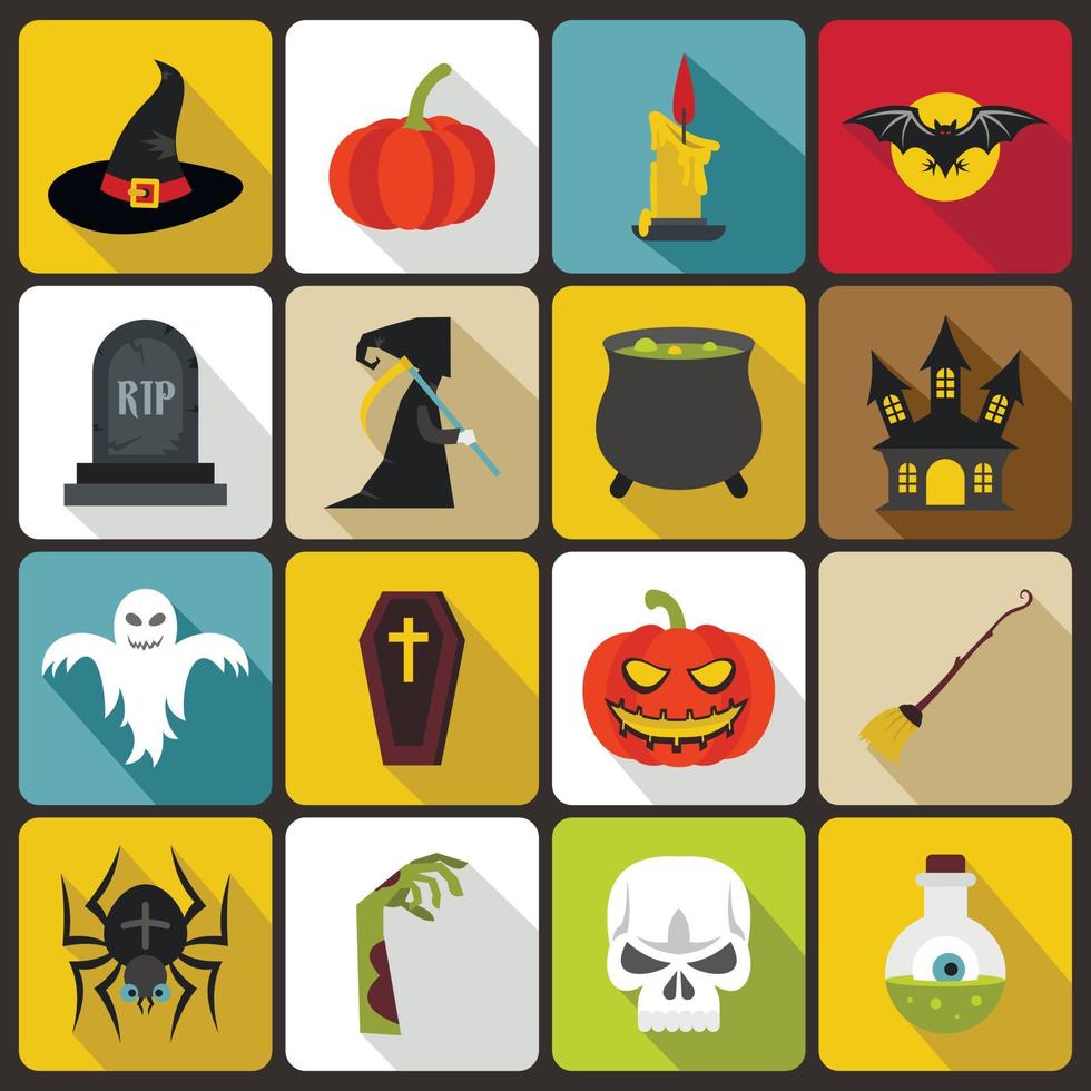 iconos de halloween en estilo plano vector