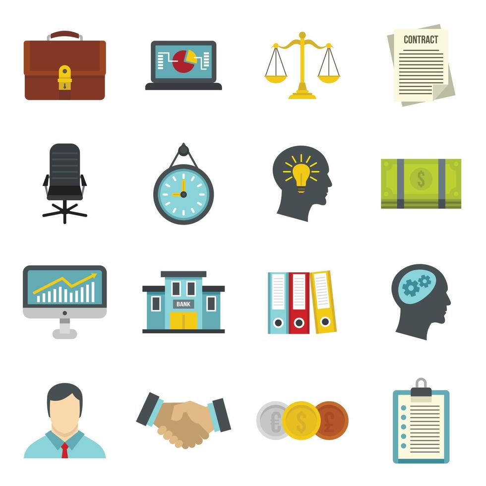 Banking icons set, flat style vector