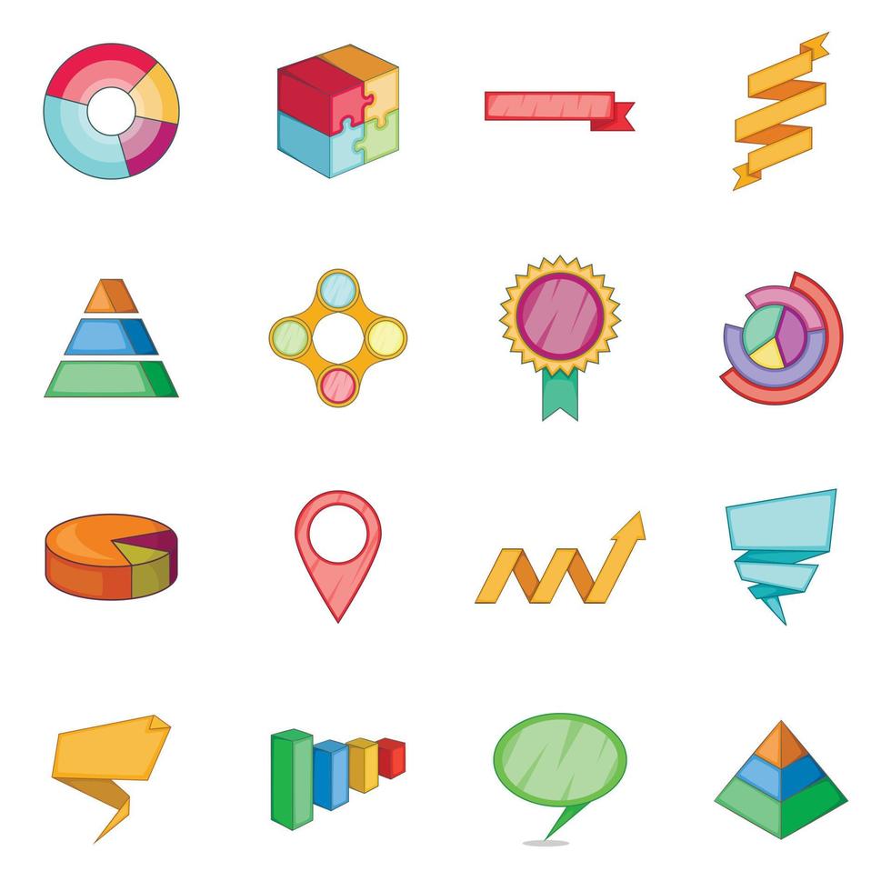 conjunto de iconos de diseño infográfico, estilo de dibujos animados vector