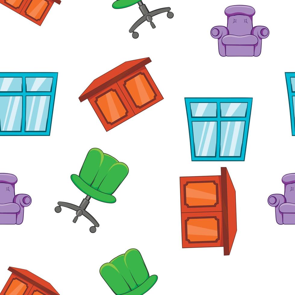 Home furniture pattern, cartoon style vector