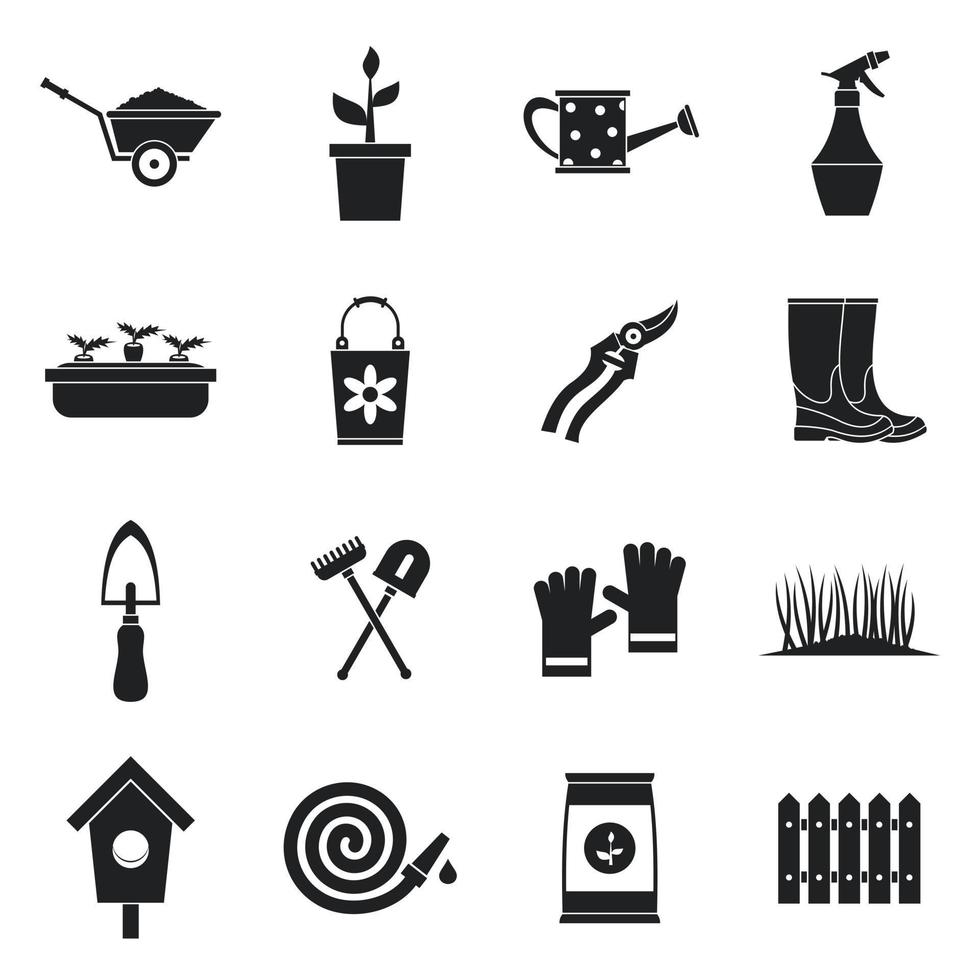 Gardening icons set, simple style vector