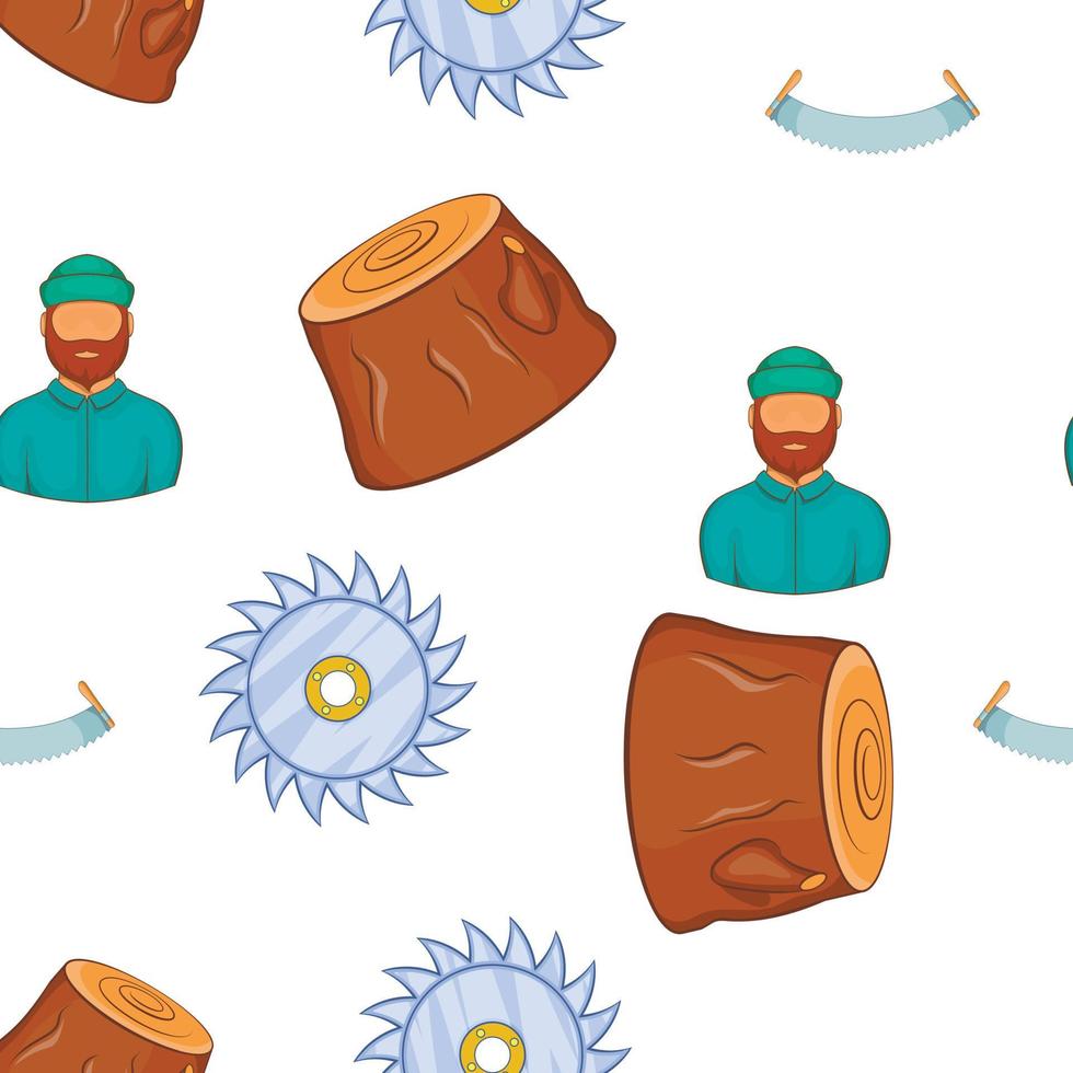 Lumberjack equipment pattern, cartoon style vector