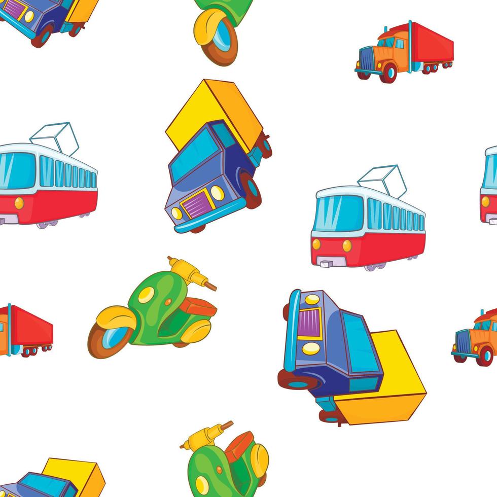 Transport pattern, cartoon style vector