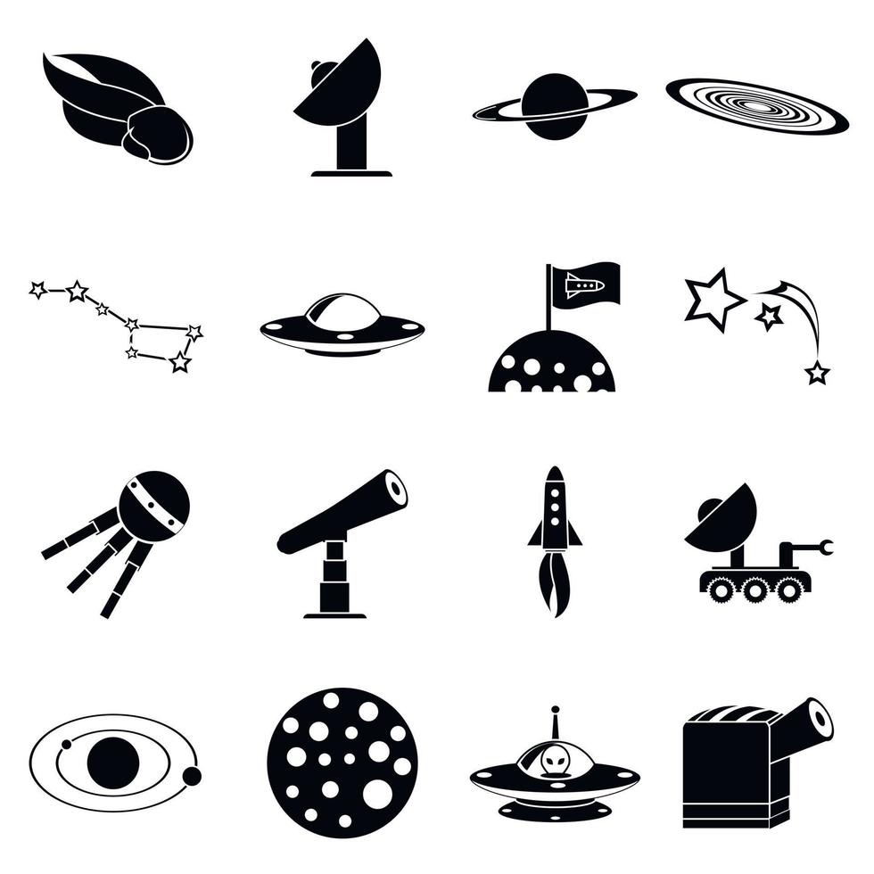 Space icons set, simple style vector