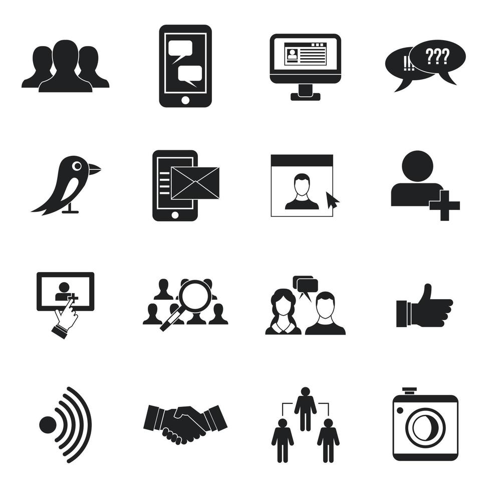 Social network icons set, simple style vector