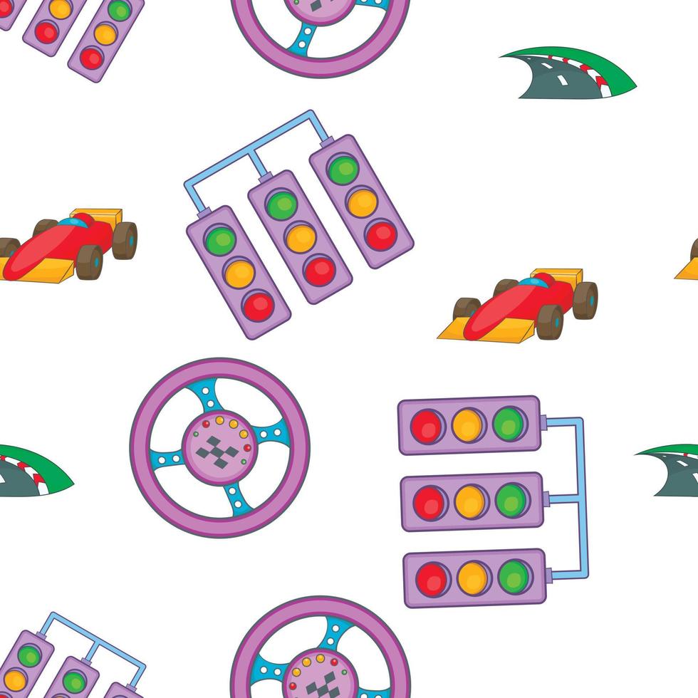 Car race pattern, cartoon style vector