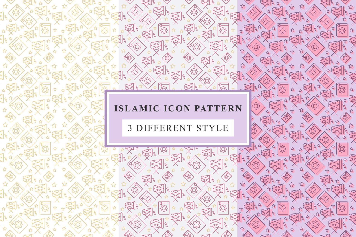 Islamic pattern Thin Line Icons on White Background ramadan design vector