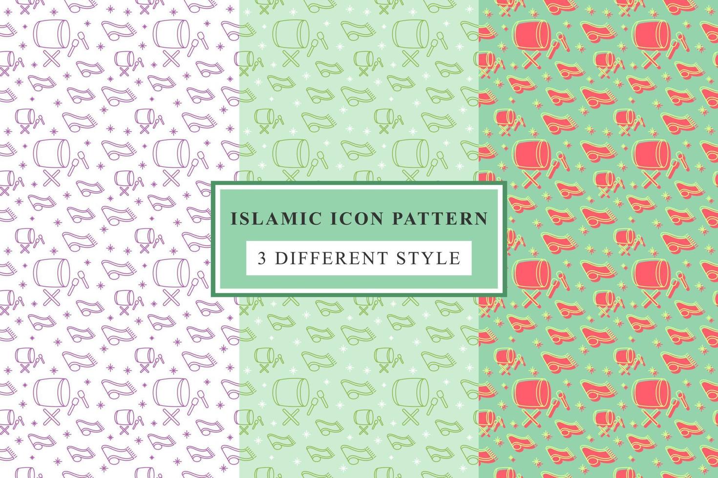 Islamic pattern Thin Line Icons on White Background ramadan design vector