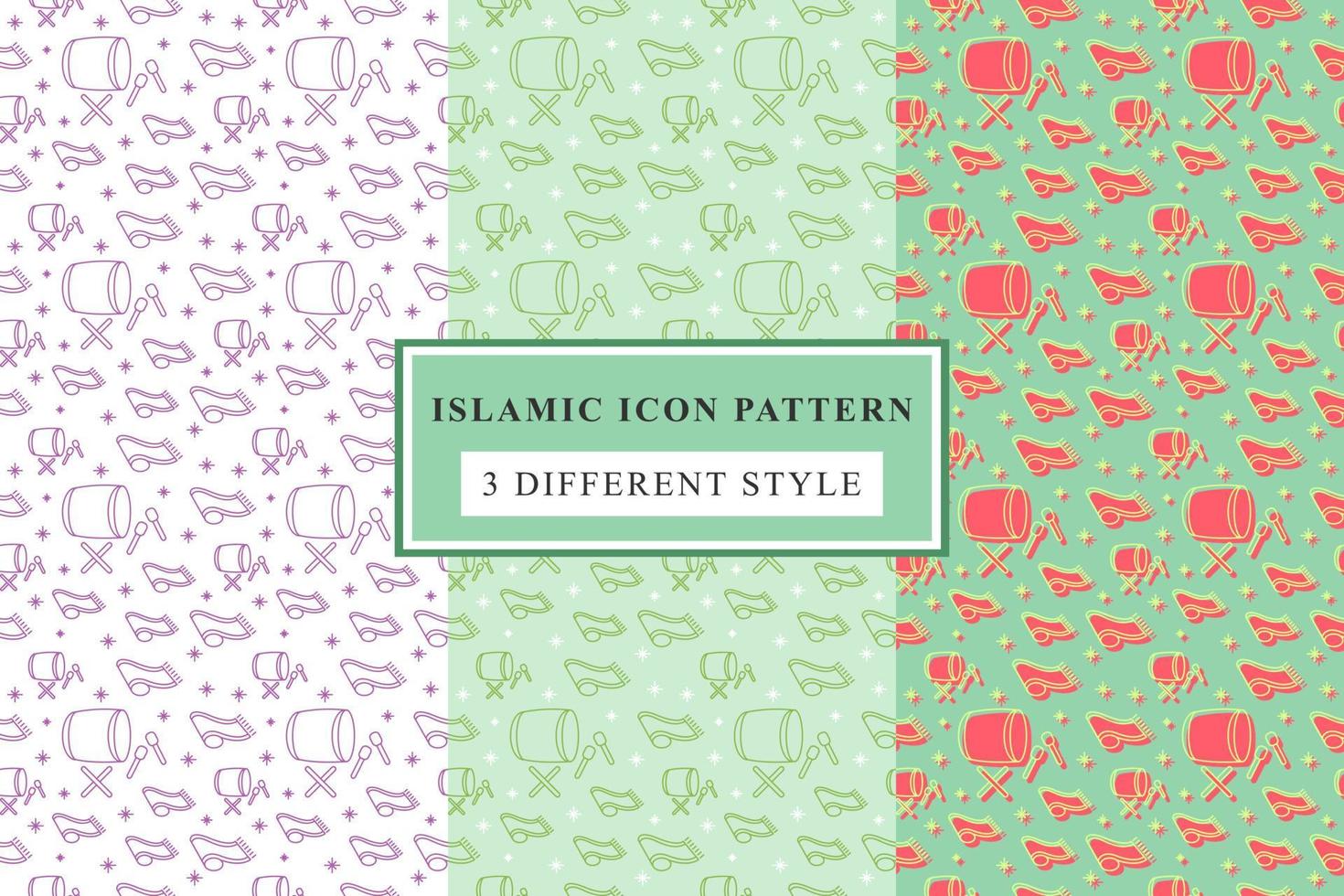 Islamic pattern Thin Line Icons on White Background ramadan design vector