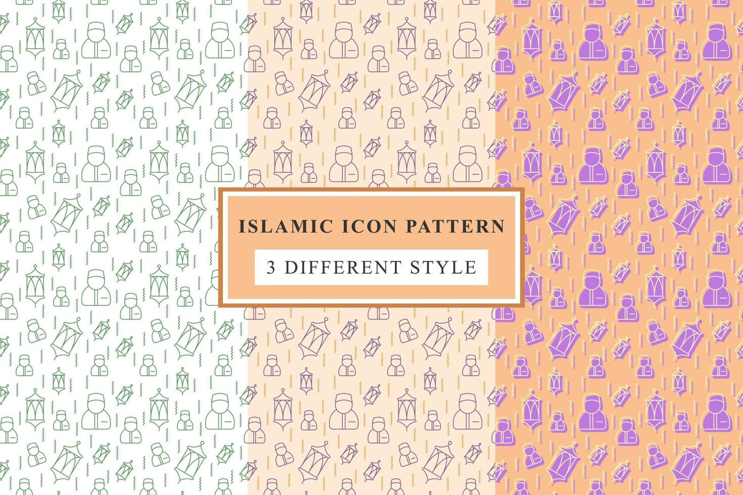 Islamic pattern Thin Line Icons on White Background ramadan design vector