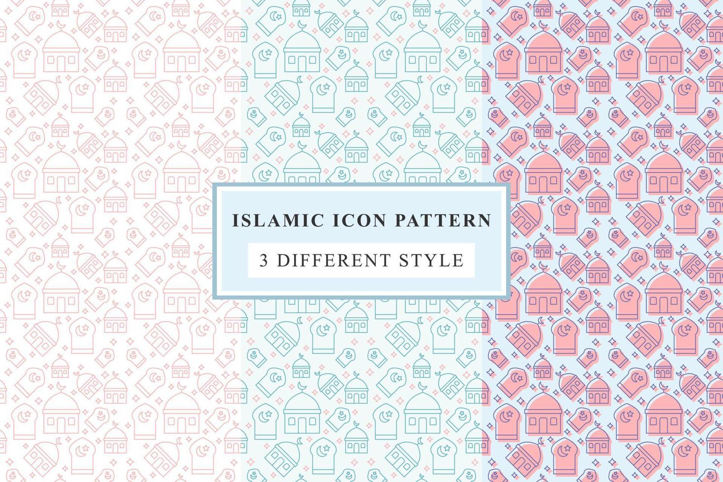 Islamic pattern Thin Line Icons on White Background ramadan design vector