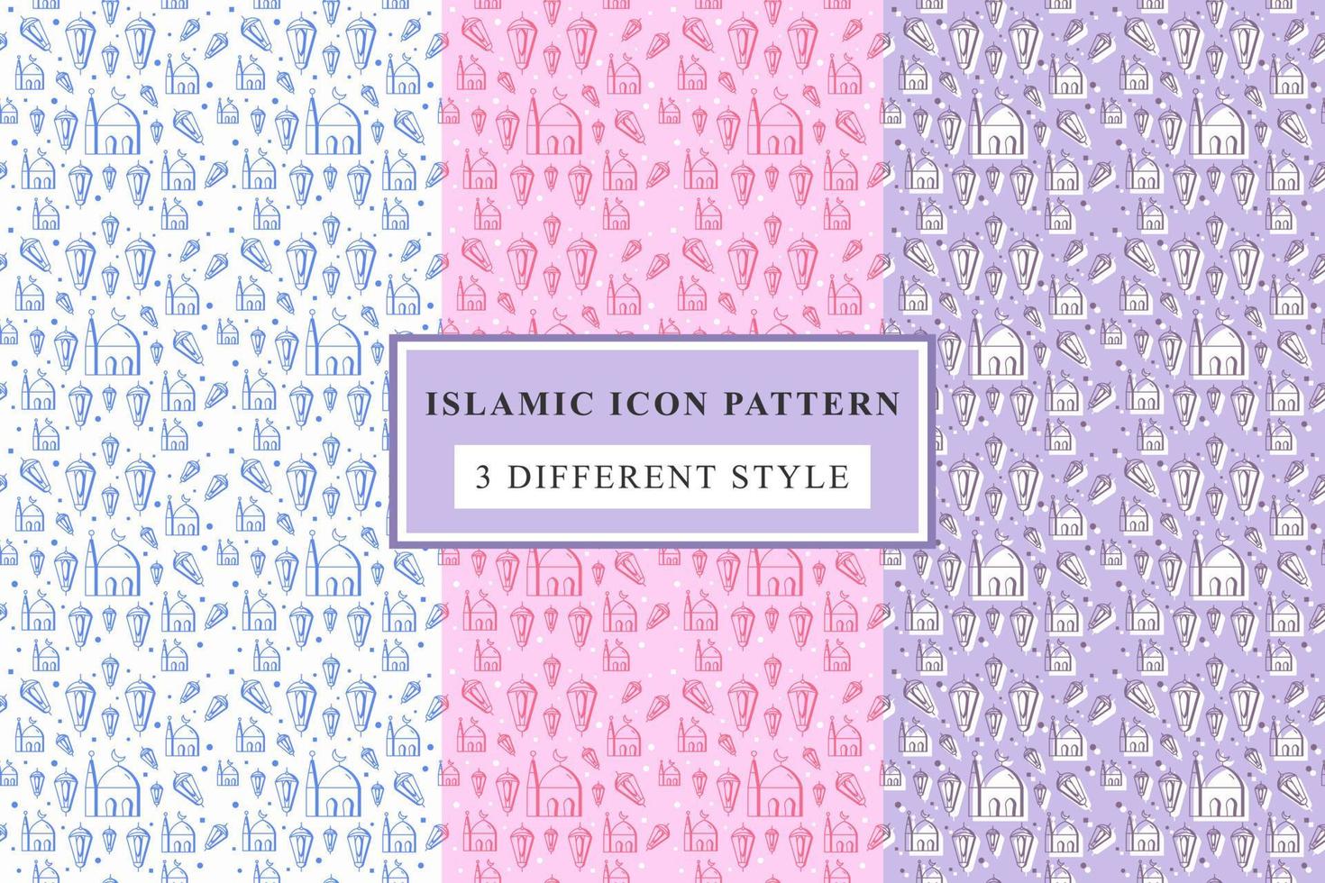 Islamic pattern Thin Line Icons on White Background ramadan design vector