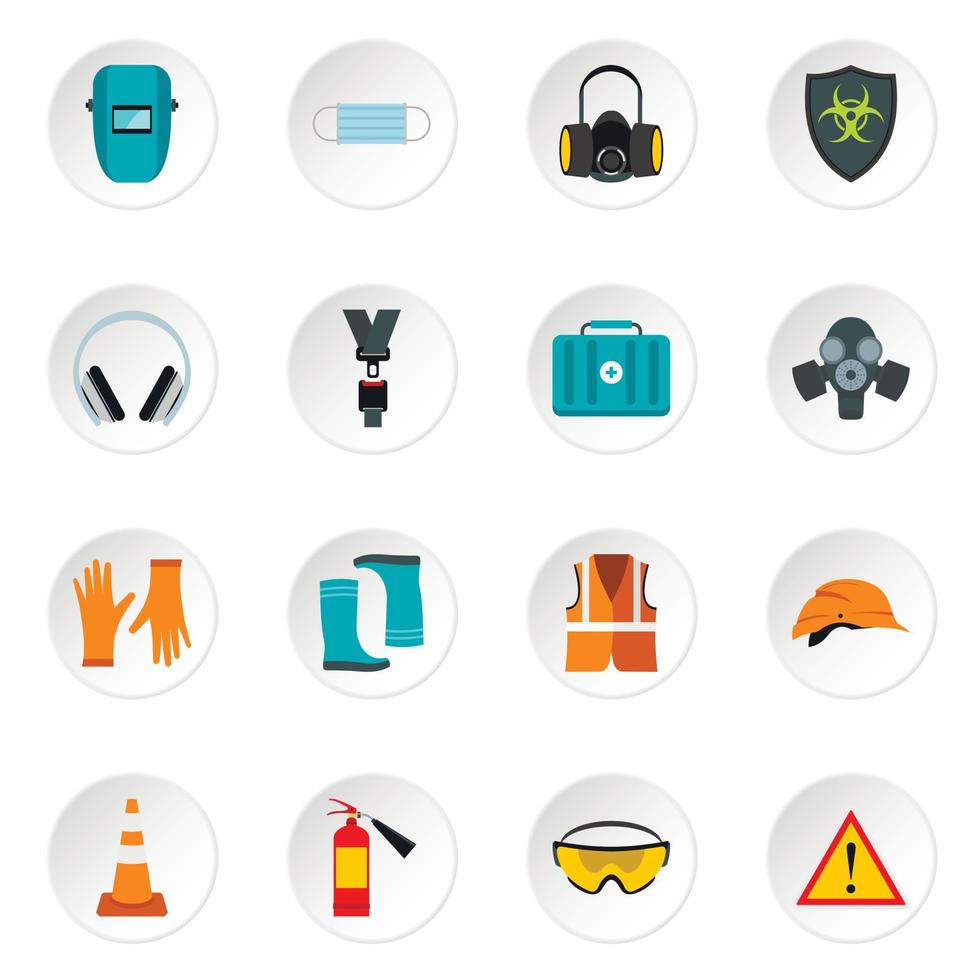 Individual protection icons set, flat style vector