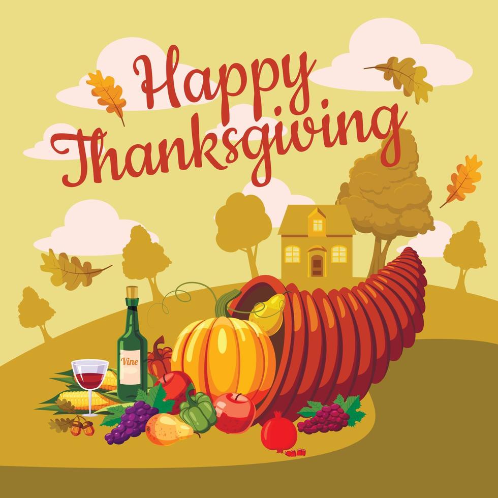 Thanksgiving Day concept, cartoon style vector