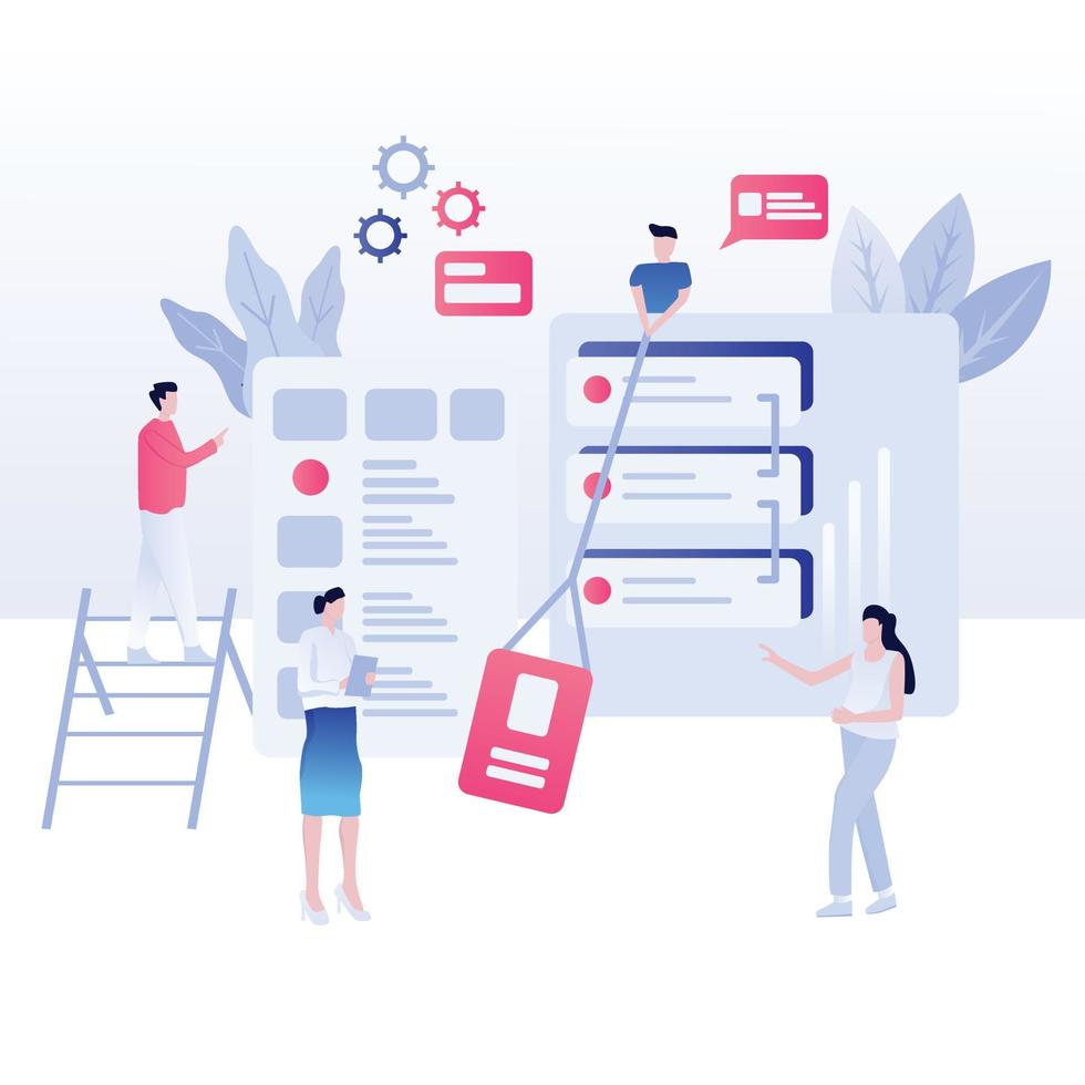 Landing page template. Digital Marketing analyst, marketing business website vector design with cartoon people