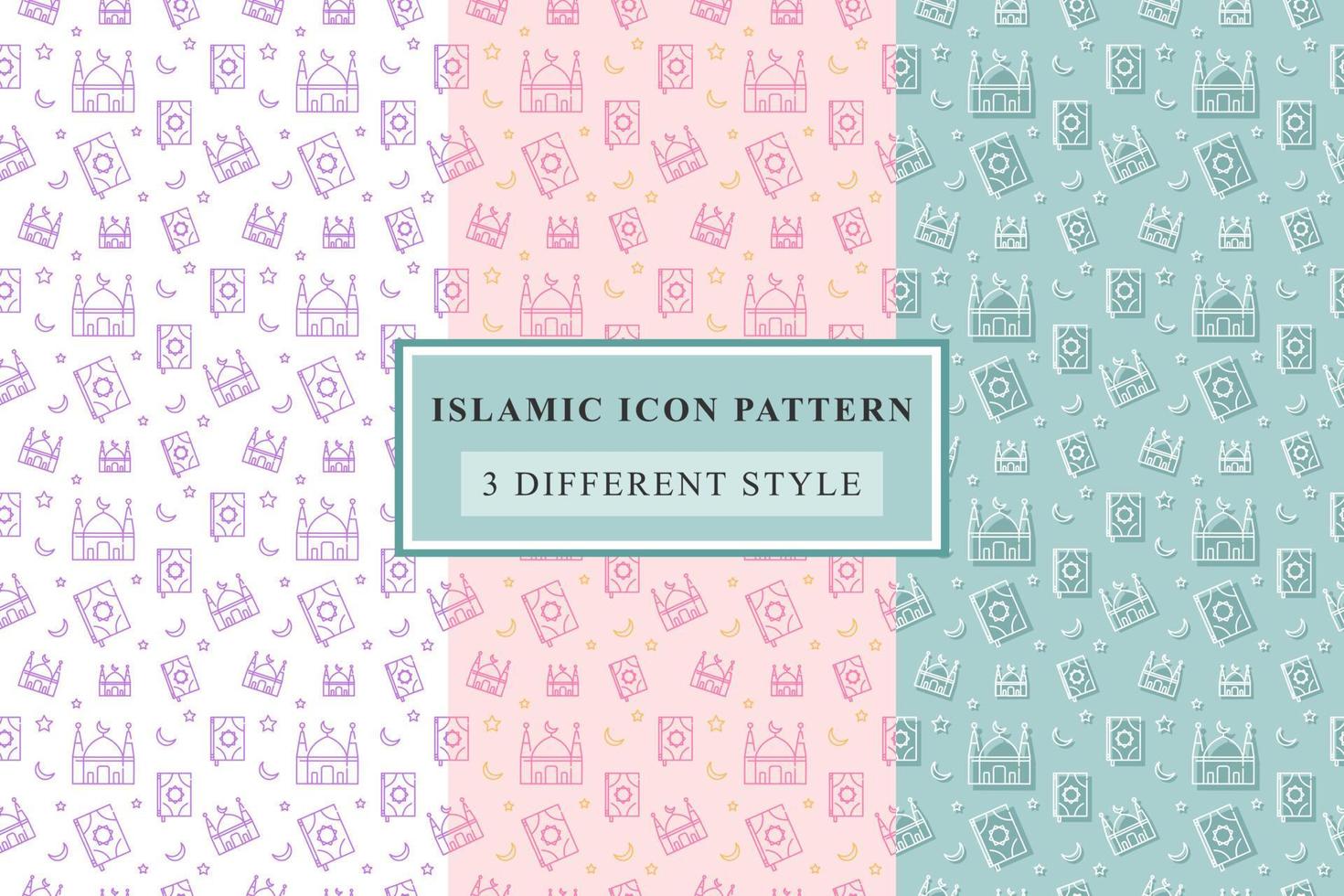 Islamic pattern Thin Line Icons on White Background ramadan design vector
