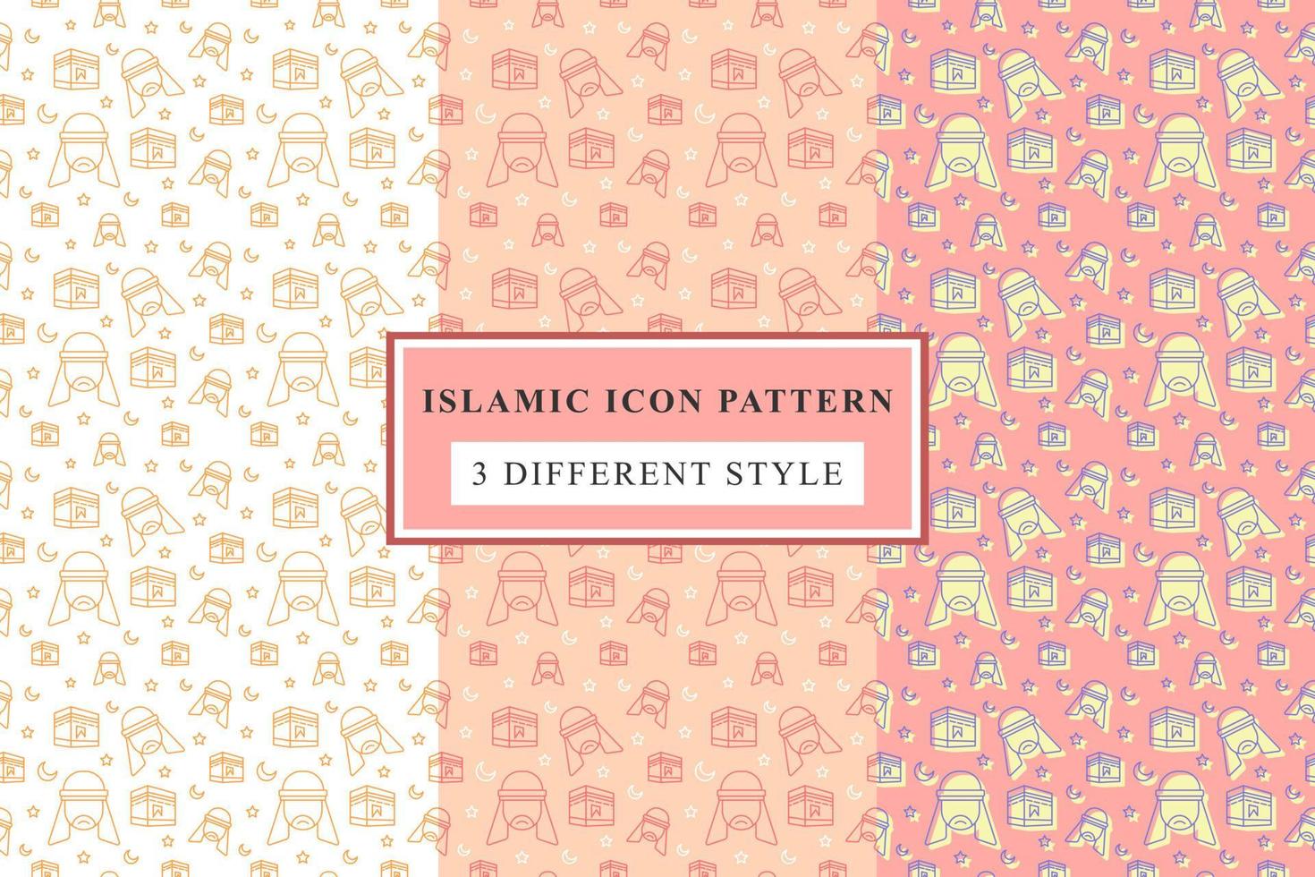 Islamic pattern Thin Line Icons on White Background ramadan design vector