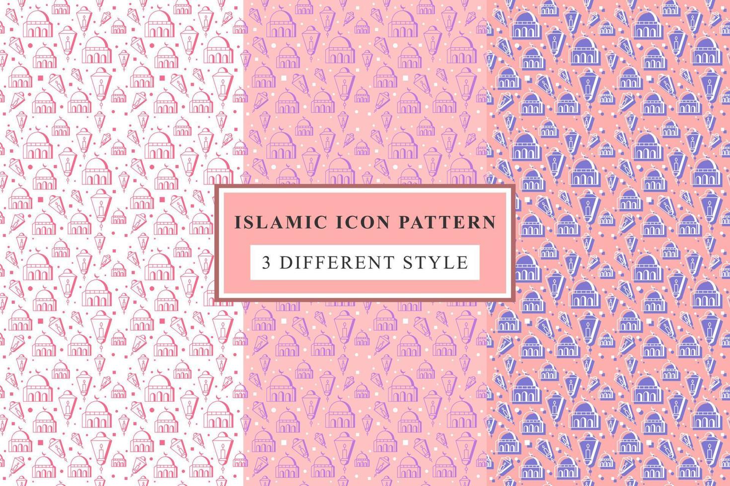 Islamic pattern Thin Line Icons on White Background ramadan design vector