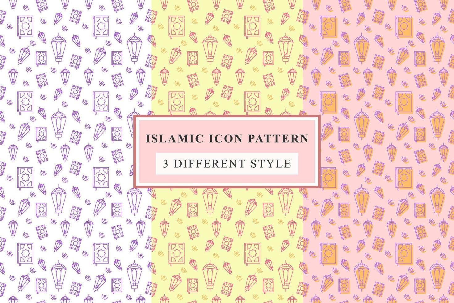 Islamic pattern Thin Line Icons on White Background ramadan design vector