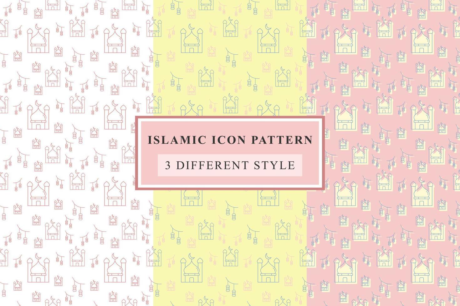 Islamic pattern Thin Line Icons on White Background ramadan design vector