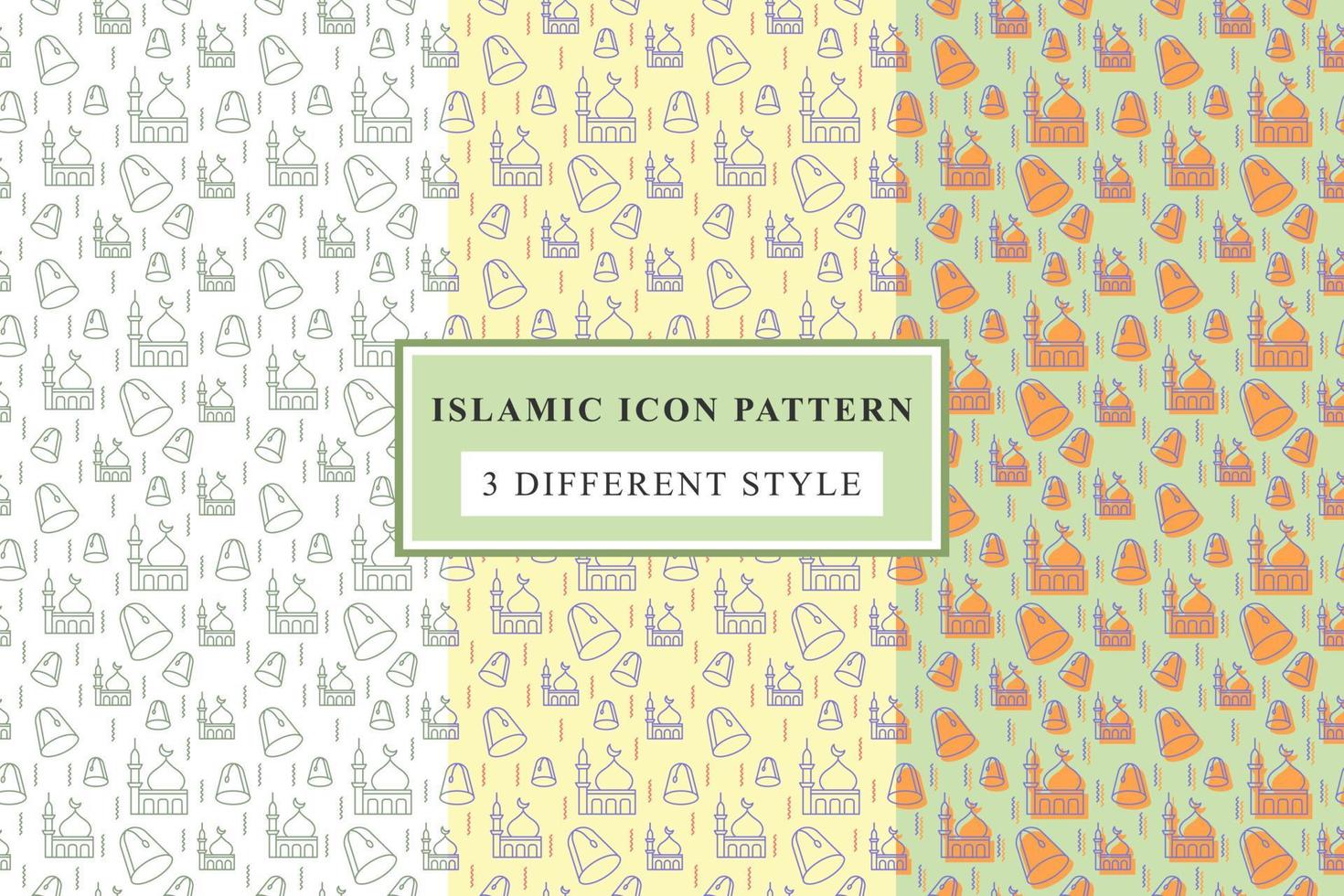Islamic pattern Thin Line Icons on White Background ramadan design vector