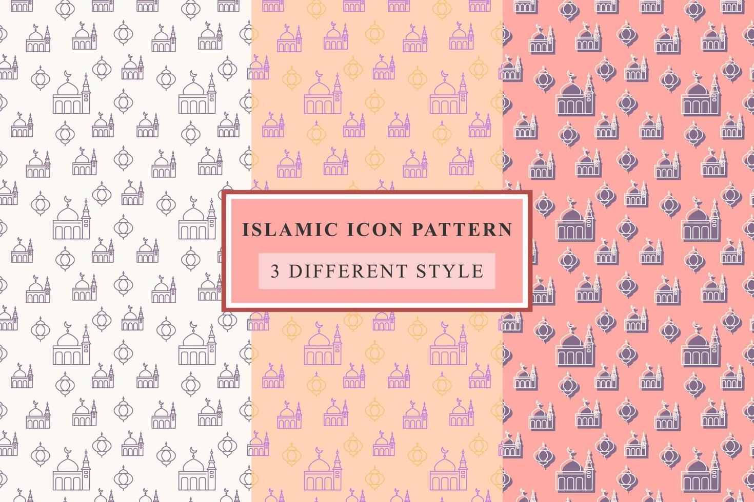 Islamic pattern Thin Line Icons on White Background ramadan design vector