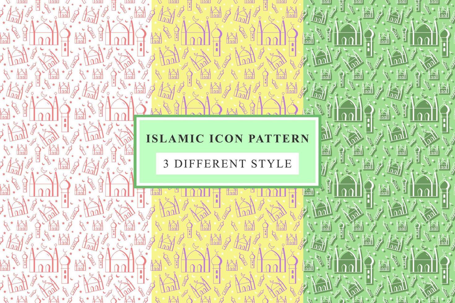 Islamic pattern Thin Line Icons on White Background ramadan design vector