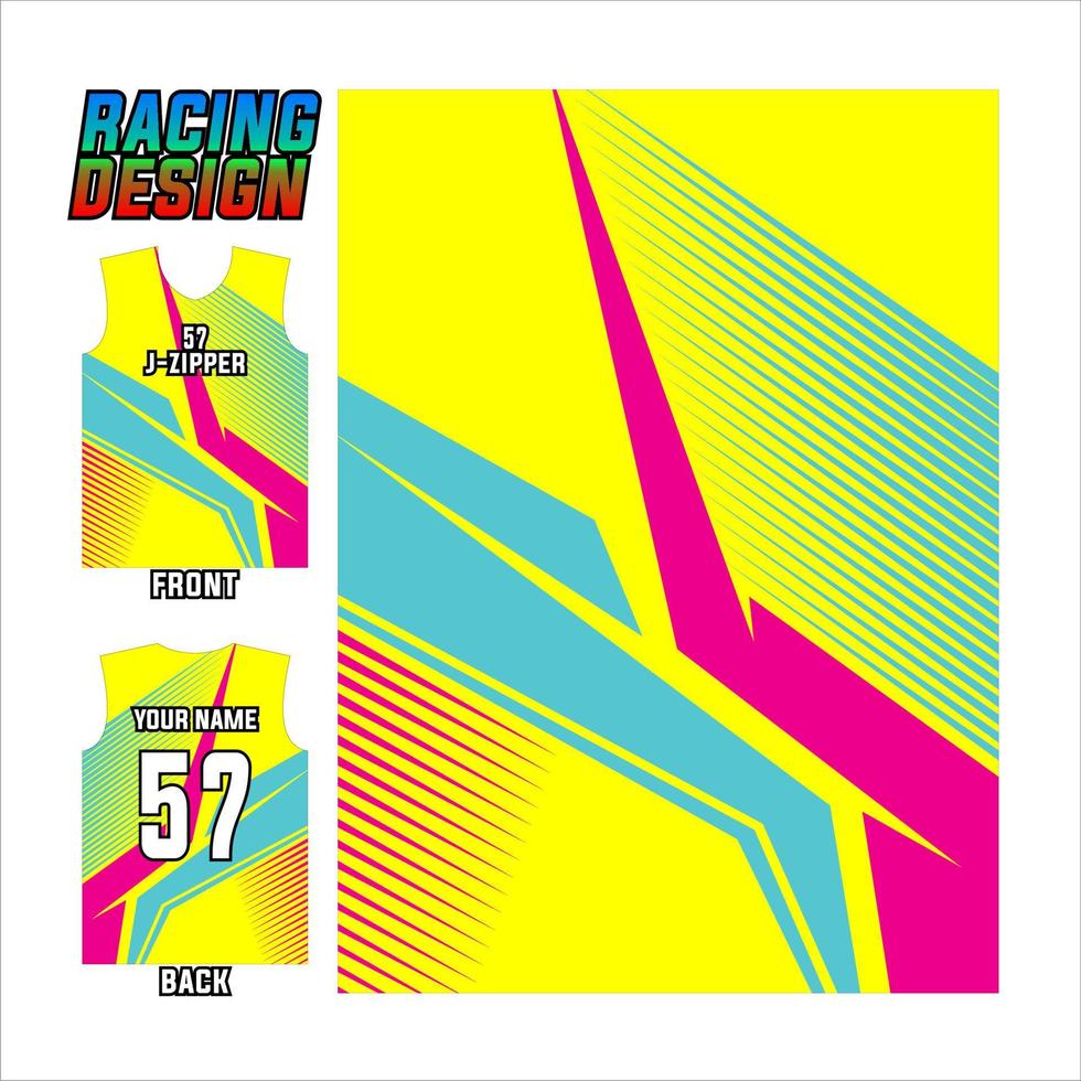 estampado de jersey y diseño sublime para deportes de carreras. ilustración de diseño abstracto colorido para equipo deportivo vector
