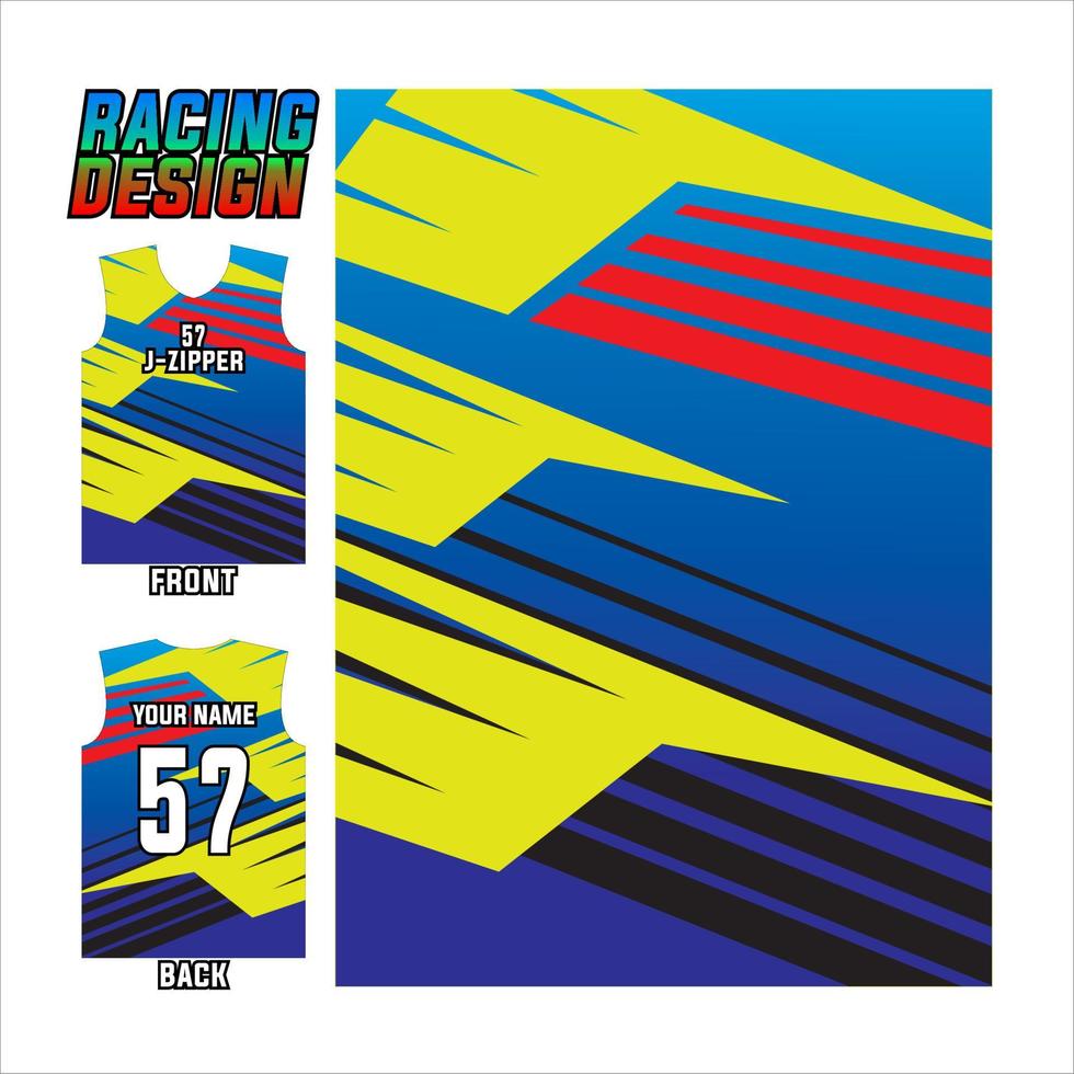 estampado de jersey y diseño sublime para deportes de carreras. ilustración de diseño abstracto colorido para equipo deportivo vector