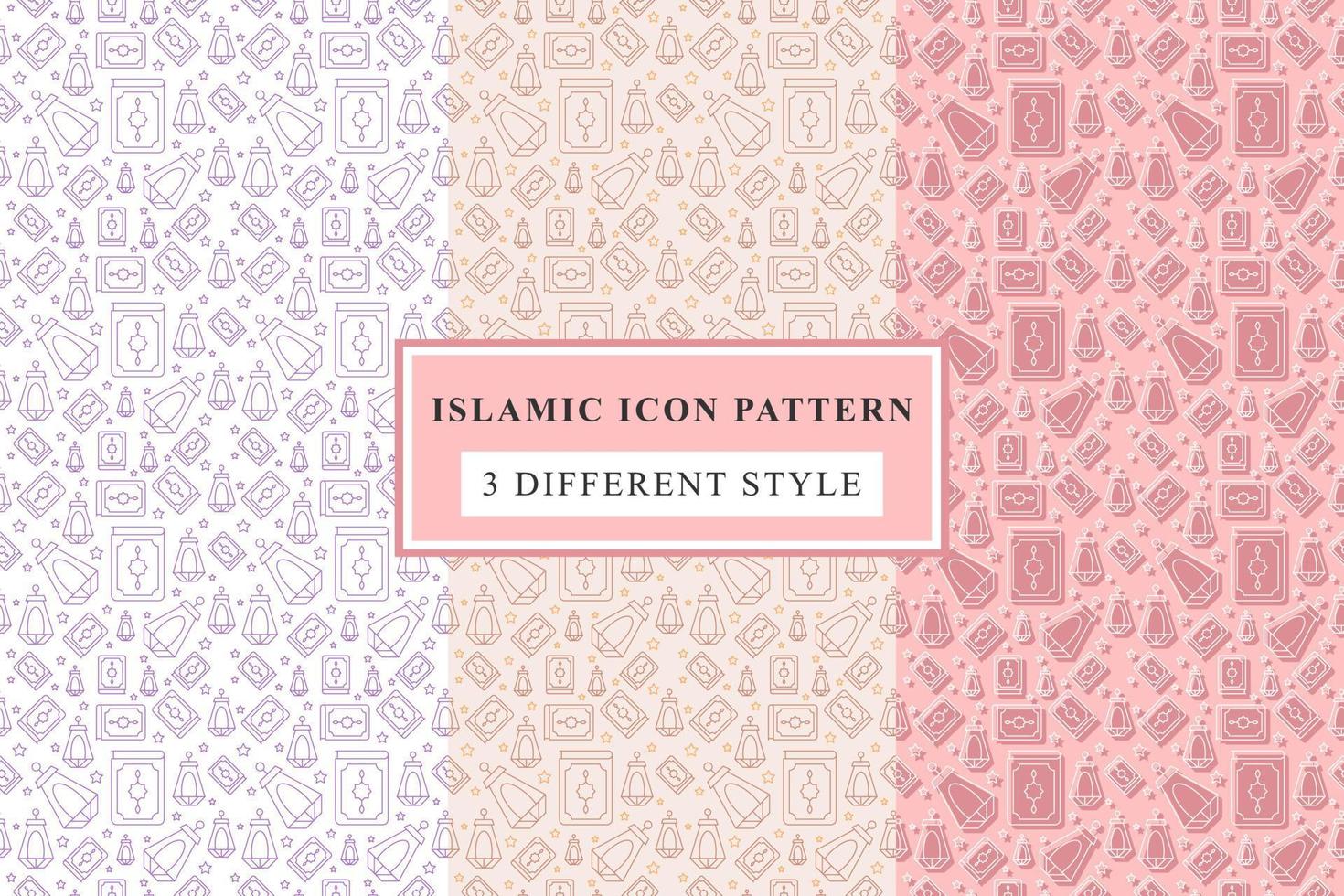 Islamic pattern Thin Line Icons on White Background ramadan design vector
