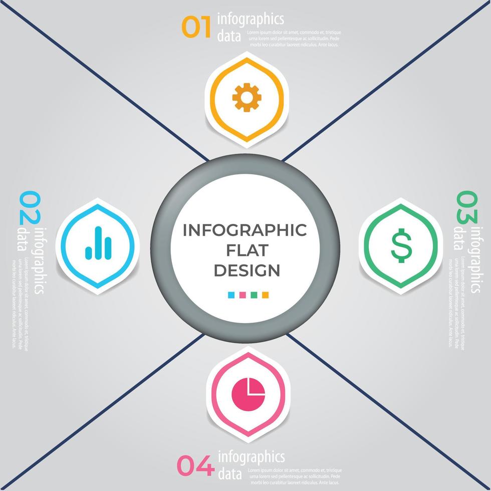 visualización de datos comerciales. diagrama del proceso. elementos abstractos de gráfico, diagrama con pasos, opciones, partes o procesos. plantilla de negocio vectorial para presentación. concepto creativo para infografía. vector